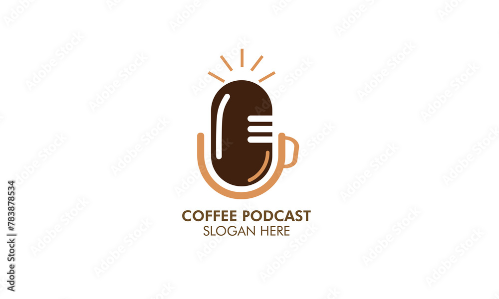 Wall mural minimalistic coffee podcast logo design concept coffee logo for business or podcast.