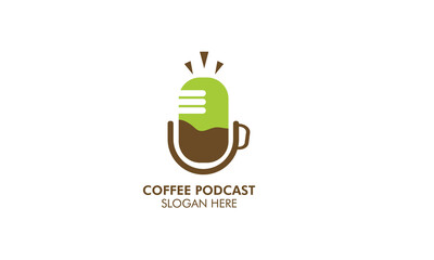 minimalistic coffee podcast logo design concept coffee logo for business or podcast.