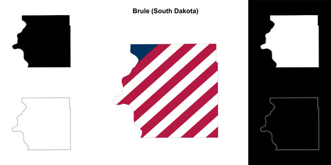 Brule County (South Dakota) outline map set