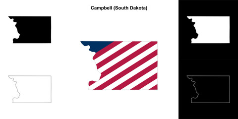 Campbell County (South Dakota) outline map set