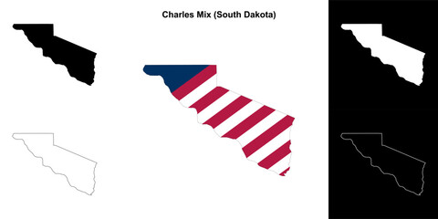 Charles Mix County (South Dakota) outline map set