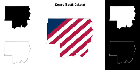 Dewey County (South Dakota) outline map set