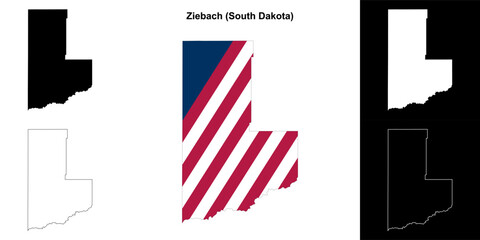 Naklejka premium Ziebach County (South Dakota) outline map set