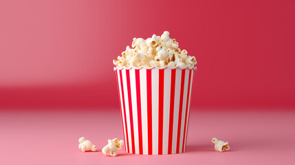 Delicious popcorn on solid color background