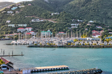 Tortola, British Virgin Islands - March 27, 2024: The shoreline of Tortola in the British Virgin Islands
