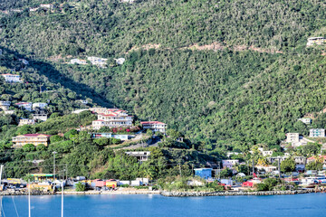 Tortola, British Virgin Islands - March 27, 2024: The shoreline of Tortola in the British Virgin Islands
