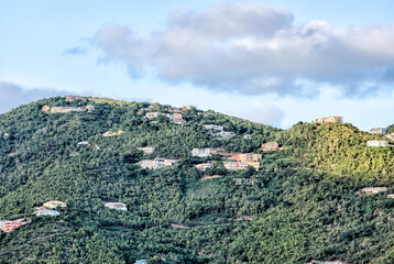 Tortola, British Virgin Islands - March 27, 2024: The shoreline of Tortola in the British Virgin...
