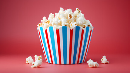 Delicious popcorn on solid color background