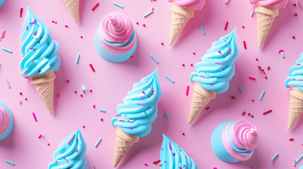 ice cream on color background