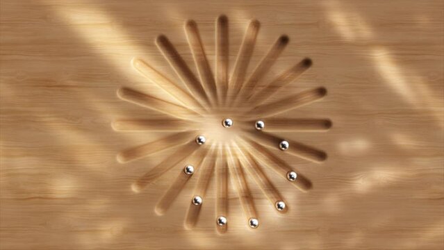 4K background featuring an optical illusion where balls appear to move in a straight line, forming a looping circle pattern.