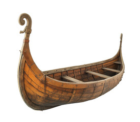 Wooden viking boat on isolated background