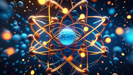 Quantum physics concept of atoms interactions. Generative Ai - 783881316