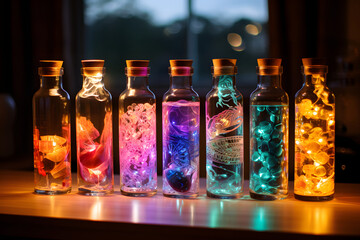 LED strips light in the bottle