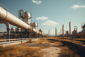 Large oil pipeline and gas pipeline processing plant