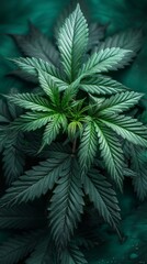 Fototapeta na wymiar Hemp leaves, cannabis, legalization of drugs, bad habits, outlaw, green leaves in close up, legalization of medical marijuana