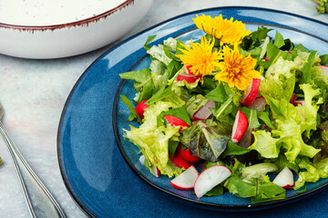 Fresh dandelion salad - 783884755