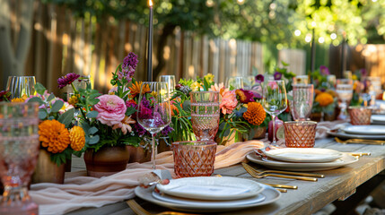 Fototapeta na wymiar Outdoor Garden Party Table Details