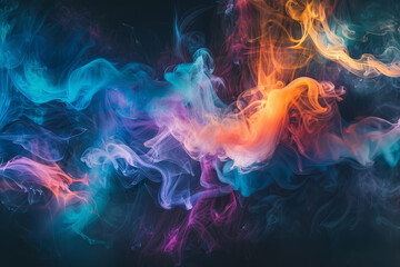 A colorful explosion of smoke and fire in the sky - obrazy, fototapety, plakaty