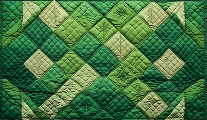 A quilt background with the color green as its inspiration.  AI Generated