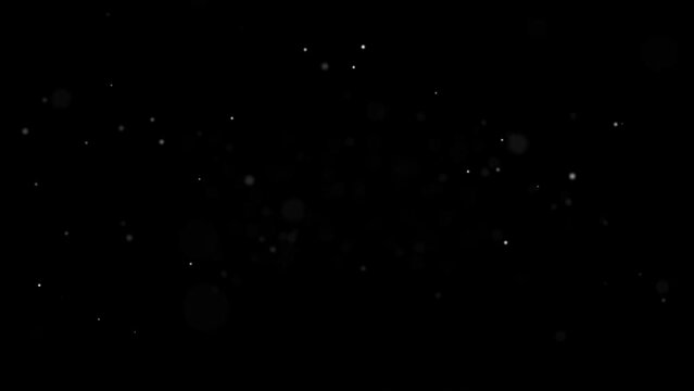 Abstract animated overlay effect of white dots floating on black background
