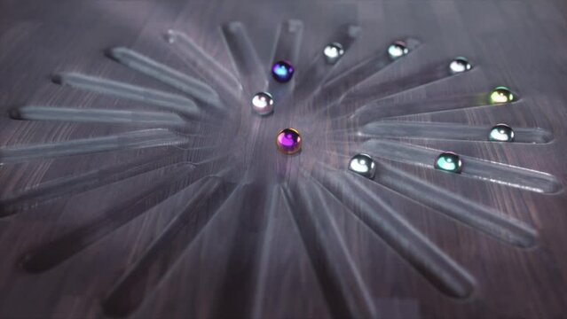 4K background featuring an optical illusion where balls appear to move in a straight line, forming a looping circle pattern.