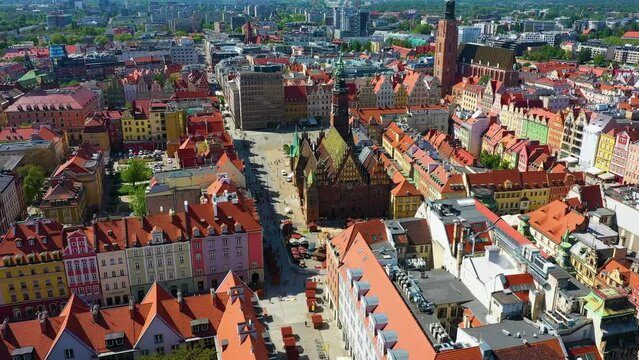 Market Square Wroclaw Town Hall Rynek Wroclaw Aerial View Poland