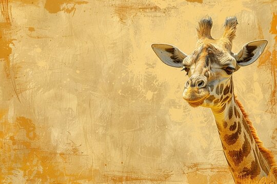 A minimalist wallpaper adorable giraffe imagined in the Pop-Art style