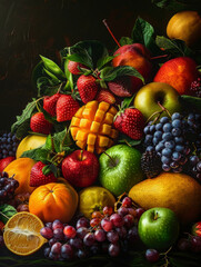 Vibrant Still Life of Assorted Fresh Fruits BurstingColor and Life