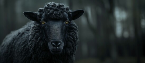 black sheep in the dark forest. 