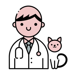Whiskered Wellness Doctor Cat Vector Illustration