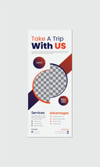 Travel vacation roll up banner design template for business or travel agency
