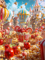 Naklejka premium A Playful Interpretation of Food Characters: Whimsical Topaz Enhancement Art.