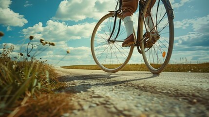 Vintage Bicycle Rider on Country Road
