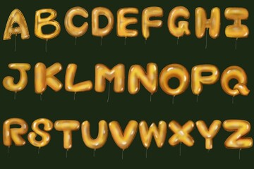 3d golden alphabet on blackboard 