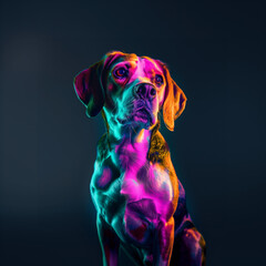 Neon Beagle Portrait. Dog Lovers