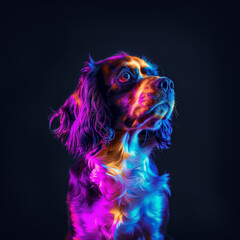 Neon Cavalier King Charles Spaniel Photography. Dog Lovers