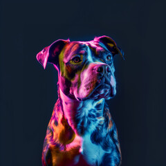 Neon Boxer Portrait. Dog Lovers