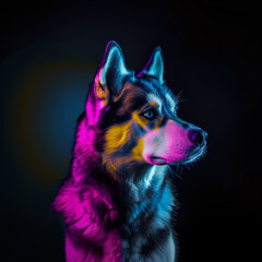 Neon Siberian Husky Photography. Dog Lovers