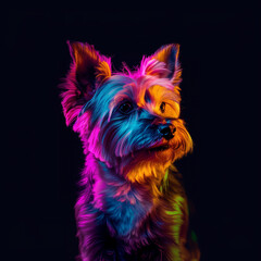 Neon Yorkshire Terrier Photography. Dog Lovers