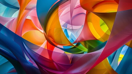 Colorful abstract shapes, computergenerated art, exploring the fusion of digital and traditional art forms, Pointofview shot