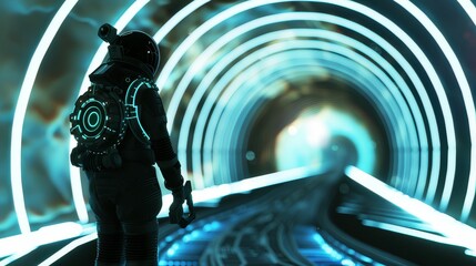 Cosmic Explorer, space suit, intrepid astronaut, navigating through a breathtaking asteroid field, in a virtual reality exploration 3D render, silhouetted lighting, lens flare, Split screen view - obrazy, fototapety, plakaty