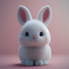 A cute and happy baby rabbit 3d illustration