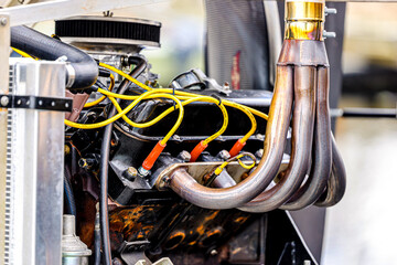 Fort Lauderdale, Florida - March 23, 2024: Close up of an airboat engine in the everglades outside of Fort Lauderdale, Florida
 - obrazy, fototapety, plakaty