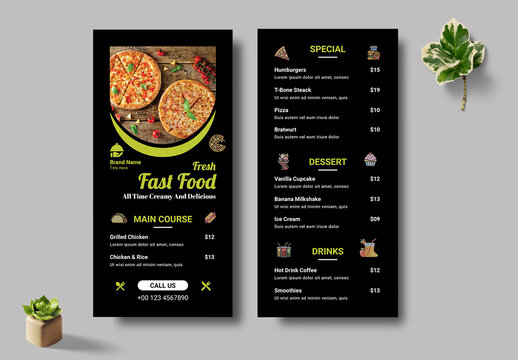 DL Card Flyer For Fast Food Menu