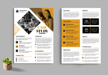 Case Study Layout With Yellow Accents - obrazy, fototapety, plakaty
