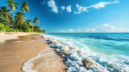 Tropical beach in punta cana dominican republic - obrazy, fototapety, plakaty