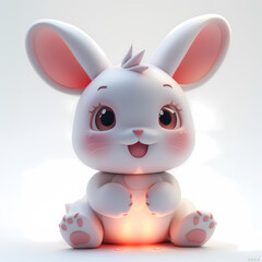 Naklejka na ściany i meble A cute and happy baby rabbit 3d illustration