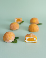 A popular Japanese dessert made from rice flour and cream filling - mochi