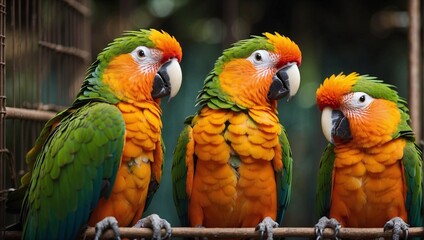 Beautiful parrots are sitting in the wild