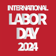 international labor day poster. 1st may worker's day banner for social media post. White text on red background.